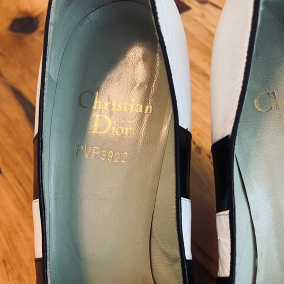 Vintage Christian Dior PVP3922 Pumps Euro 39 B&W Leather 60's - Picture 8 of 12